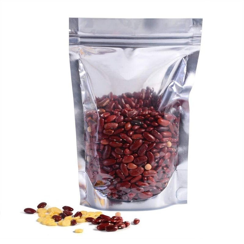 TRAGO Aluminium Foil Food Bags 100 Count Zip Lock Food Storage Stand Up Pouches with Clear Front - Image 5